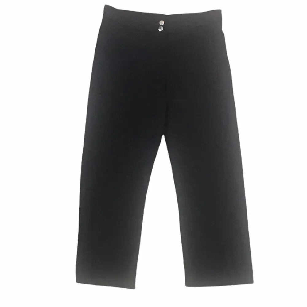 Nike Dri-fit Crop Capri Pants Single Pocket Double Snap Zip Closure Black Small - Picture 1 of 9